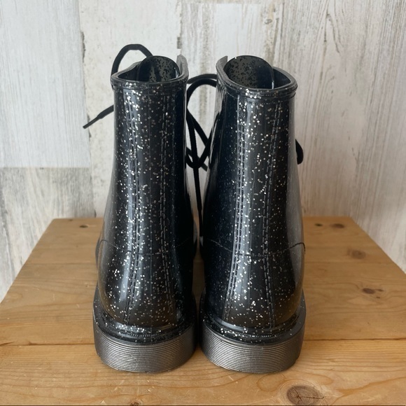 Sam Edelman Circus Translucent Black Glitter Quinn Rubber Combat Boots Size: 7 - Picture 10 of 15